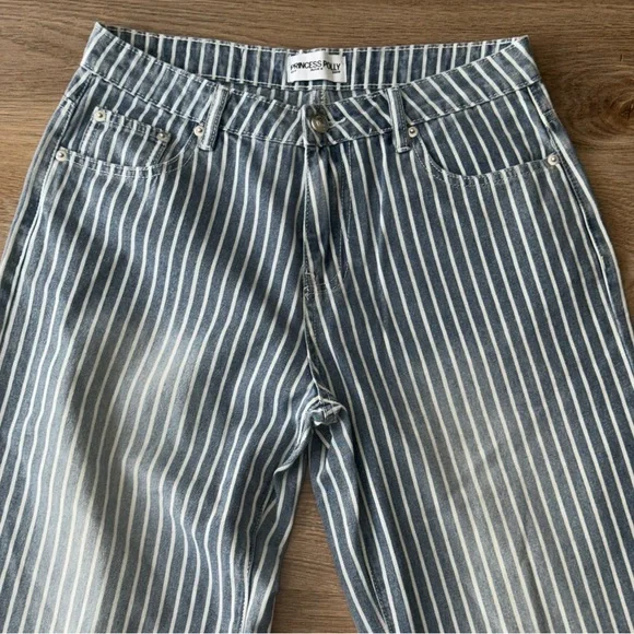 Princess Polly Blue & White Striped Wide Leg Pants - Picture 2 of 8